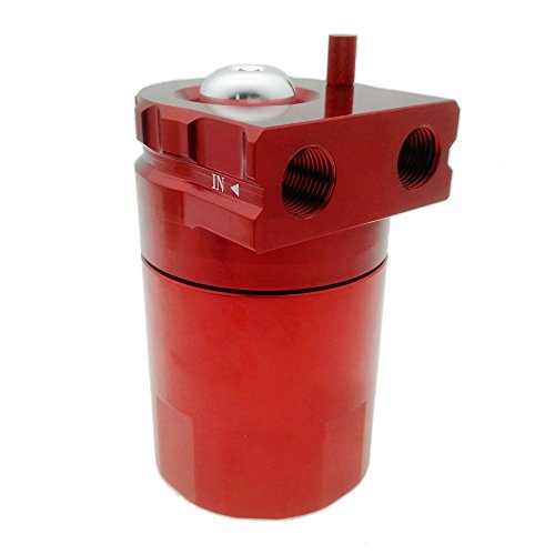 Heinmo 5 Color Universal Aluminum Alloy Cylinder Car Oil Catch Can Reservoir Tank (Red) - Thumbnail 5