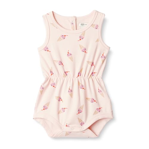 Amazon Essentials x Sofia Grainge Baby Girls Lightweight French Terry Sleeveless Shorts Romper Light Pink Ice Cream 12 Months
