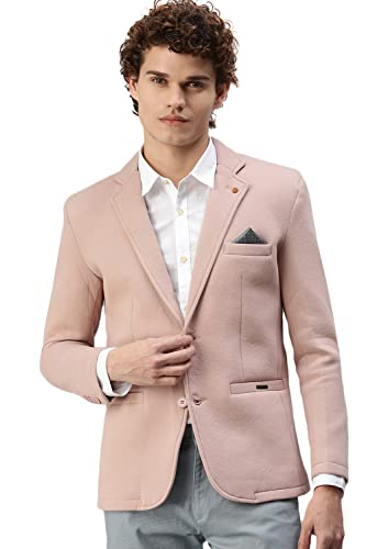 Image of SHOWOFFFF Men Solid Single Breasted Casual Blazer | Notched Lapel Full Sleeves Cotton Blazer for Mens | Slim Fit Regular Length Blazer for Men's