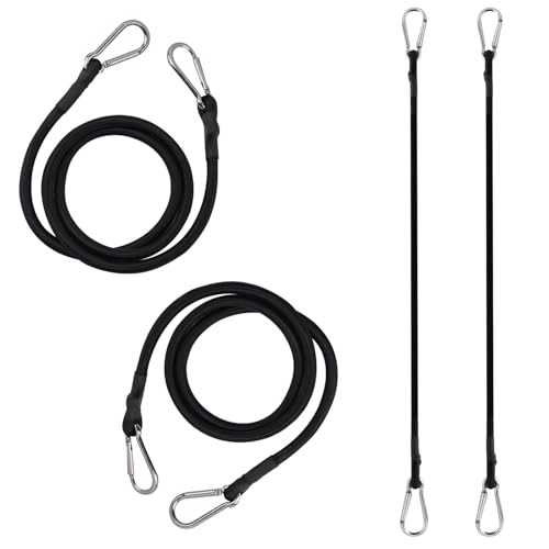 FOGAWA 4 Piezas 100cm Cuerdas Elásticas con Mosquetones, Expansor con Mosquetón, Gomas Tensoras con Gancho, Tensores Elásticos Pesado para Maletas, Toldo, Lonas, Tiendas de Campaña, Bicicleta, Coche
