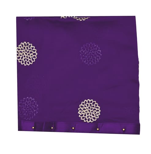 Image of YOUTHQUAKE Golden Floral Embroidery Work Chiffon Dupatta for Womens & Girls with Fancy Moti Lace