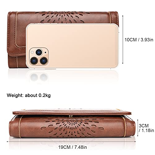 APHISON Womens Wallets RFID Blocking Leather Clutch Long Wallet for Women Card Holder Phone Organizer Ladies Travel Purse Hollow Out Sunflower Design Gift4