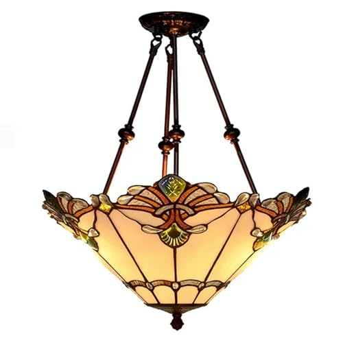 Image of Mission Lamp Shade Replacement Green Red White Tiffany Stained Glass Lampshade Only with Cap Fit for Table Lamp Floor Lamp Reading Desk Lamp Ceiling Pendant Light Chandelier,White,17