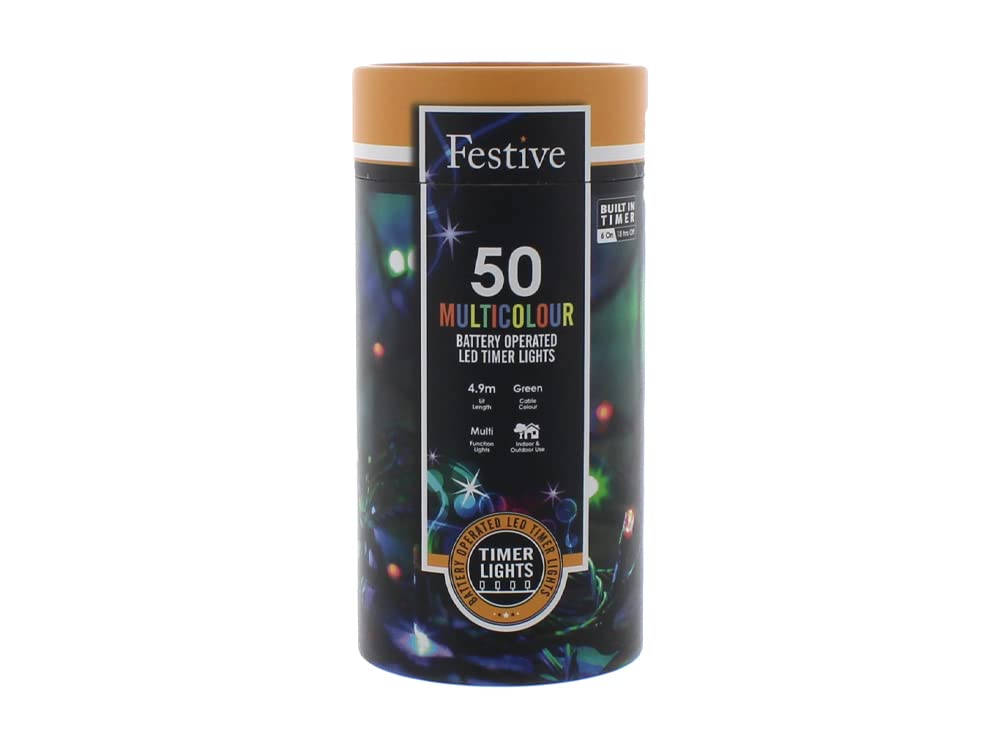 Festive Productions 50 Led Battery String Lights : Timer : Multi