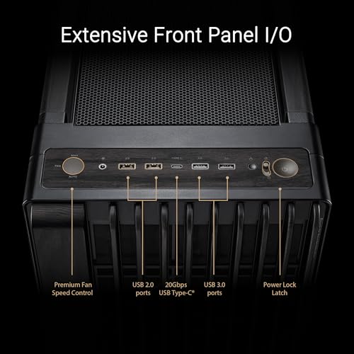 ASUS ProArt PA602 Wood Edition Panneau en métal – Boîtier PC E-ATX (Support de radiateur de 420 mm, Un Ventilateur système préinstallé de 140 mm et Deux de 200 mm, Montage sans Outil, USB 20 Gbit/s)