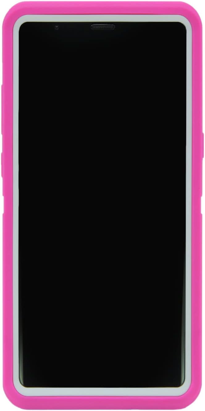 WallSkiN Case for Galaxy Note 8 (6.3") Heavy Duty Full Body Military Grade Drop Protection Carrying Cover Holder | Holster for Men Belt with Clip Stand – Pink/White
