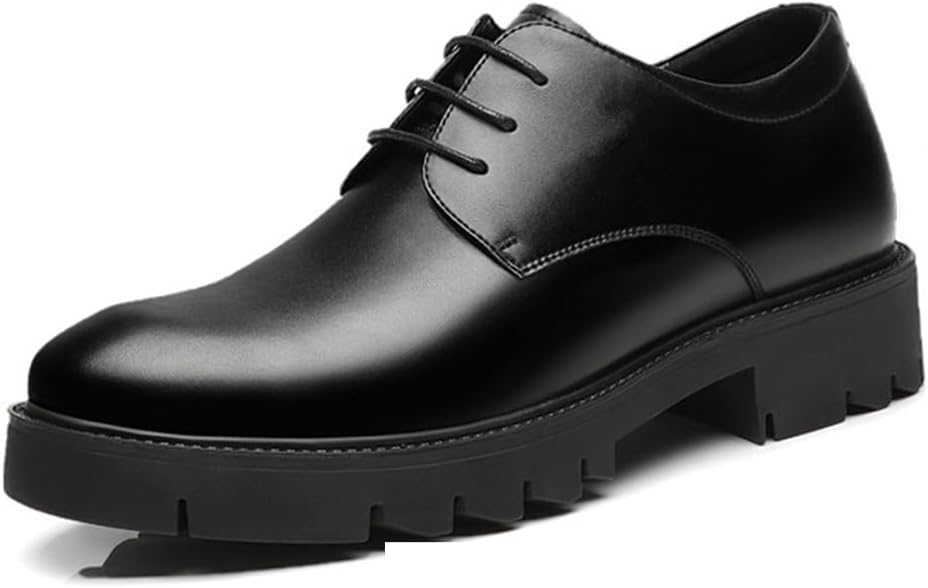 Elevator Shoes for Men,10 CM Height Increasing Leather Shoes Formal Dress Shoes Black Genuine Leather-3.93 Inches Taller