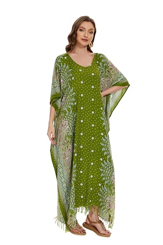 Image of Beautybatik Boho Flora Printed Women Plus Size Kaftan Kimono Loungewear Maxi Long Dress Size XL to 4X