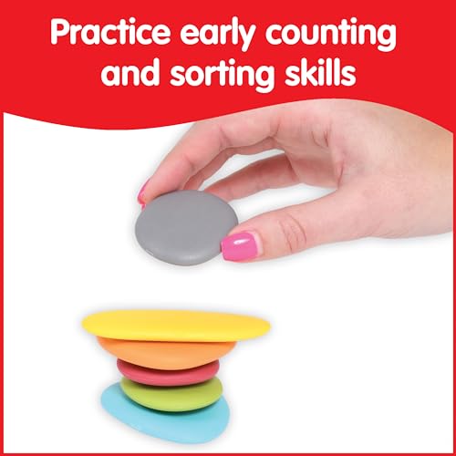 Image of edxeducation - 13229 Rainbow Pebbles - Junior - Earth Colors - Mini Jar - Ages 18M+ - Sorting and Stacking Stones - Early Math Manipulative for Children - First Counting and Construction Toy