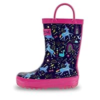 Lone Cone Rain Boots with Easy-On Handles in Fun Patterns for Boys and Girls, Play-Proof Flexible Rubber, Durable Non-Slip Treads, Kid-Friendly for Hours of Joy - Unicorn Dreams, 10 Toddler