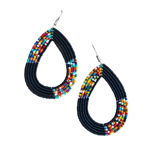TEMBO AFRICA Maasai Beaded Earrings Handmade African Earrings Length: 3 Inches (with hooks) Boho...