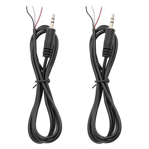 Jienk 2PCS 3.2Ft 3.5mm 1/8" Stereo Audio Male Plug to Bare Wire Open End Cable, TRS 3Pole Jack Connector Pigtail Cable for Headphone Headset Earphone DIY Repair Replacement