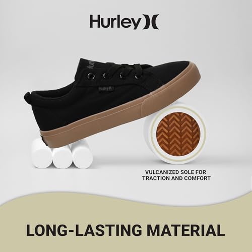 Image of Hurley Kids Finn Sneakers - Canvas Skate Shoes for Kids, Low Cut Tennis Shoes for Girls and Boys