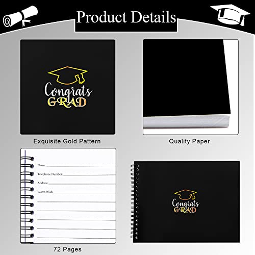 2023 Graduation Guestbook Black Spiral Hardcover Book 8.3 X 6.5 Inch Graduation Guestbook Hardbound With Lines For Name Telephone Number Address Warm Wish, 72 Page (Black, Vivid Style) #TOP2