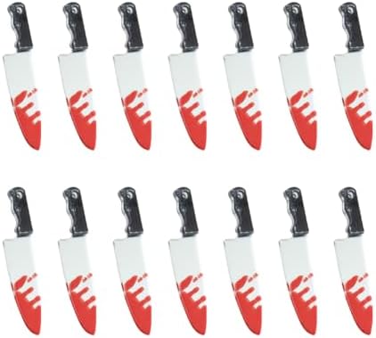 20 Pcs Bloody Knife Charms Mini Knife Pendants Resin Knives Beads Halloween Bracelet Charms Halloween Earring Pendants for Jewelry Making Crafting Fruit Knives image 4