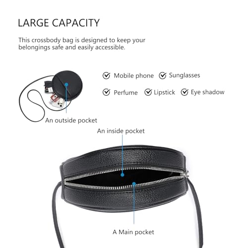 Image of Circle Crossbody Bag for Women NYLON Circle Purse with Zipper Adjustable Knot Shoulder Straps