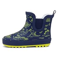 Shoe Zone - Boys Navy & Lime Warm Lined Chelsea Welly