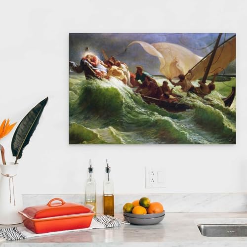 Christ endormi dans son bateau Jules Meynier : impression sur toile - 3