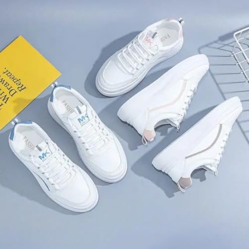 Image of Women & Girls White Stylish Design Lace-up Lightweight and Comfortable Shoes for Parties, as Well as Gym Casual Sports Sneakers Shoes
