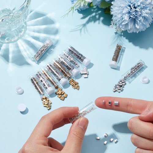 NBEADS 468 Pcs 3 Sizes Glass Seed Beads, 2-Hole 3 Colors 1/4 & Half Tila Beads 5x5mm/5x2mm/5×1mm for Jewelry Making - Image 3