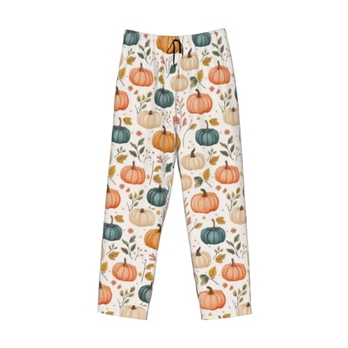 Autumn Pumpkin Leaves Mug Mens Pajama Pants Cozy Lounge Baggy Lightweight Pj Pants Lounge Bottoms With Elastic Waist4