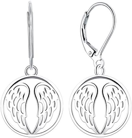 JO WISDOM Womnen Earrings,925 Sterling Silver Guardian Angel Wings Leverback Dangle & Drop Earrings,Jewelry for Women