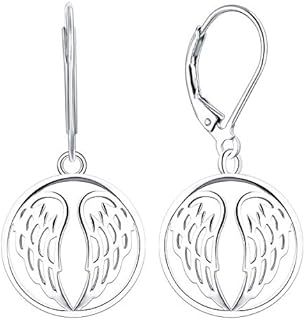 JO WISDOM Womnen Earrings,925 Sterling Silver Guardian Angel Wings Leverback Dangle & Drop Earrings,Jewelry for Women