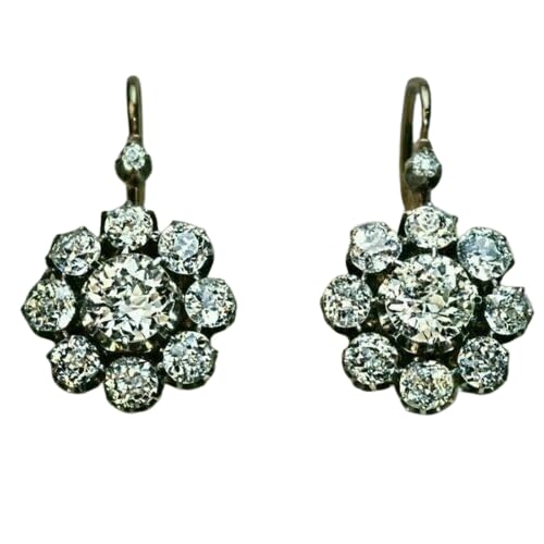 AARK & CO 3.00 Ct Round Cut Lab Created Diamond Vintage Art Deco Hoop Earrings, 14K White Gold Finish - Main Image