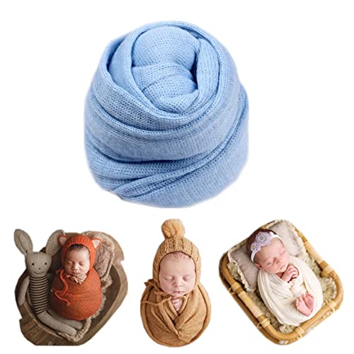 Image of Coberllus Newborn Baby Photography Props Blanket Stretch Knitted Wrap for Boys Girls Photography Shoot