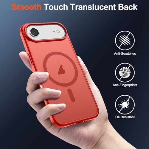 Image of SUPFINE Magnetic for iPhone Air Case (Compatible with MagSafe)(Military Grade Drop Protection) Slim Translucent Matte Shockproof with Anti-Fingerprint Phone Cover for 17 Air,Red