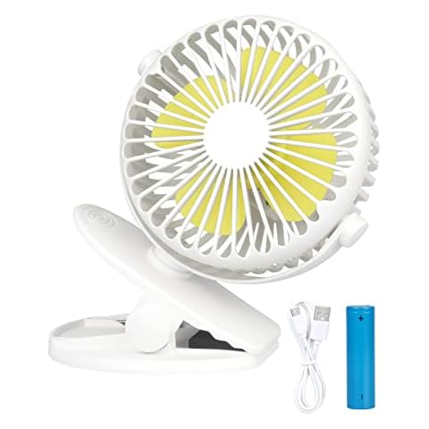 Lucky Sue Clip on Fan USB Rechargeable, Powerful Desk Fan for Bed 3 Speeds 360° Rotation, Personal Fan for Office, Car, Stroller, Camping (white) Cover