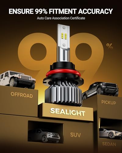 Image of SEALIGHT 9004 /HB1 LED Bulbs, 64000LM 6500K White 120W IP68 IP6X Driving Fog Light Bulbs, Plug N Play, Anti Flickering Error Free, Compatible 99% Model, Pack of 2