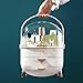 Multi-Function Make Up Case Dustproof Cosmetic Storage Box, Organizer Skin Care Products Jewelry Organizer Finishing Box for Bedroom Bathroom Desktop (White)