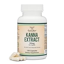 Kanna Extract Supplement Sceletium Tortuosum - 50mg Per Capsules, 120 Count - for Relaxation and Peace of Mind Min .4% Total Alkaloids Non-GMO, Gluten Free, Vegan Safe by Double Wood