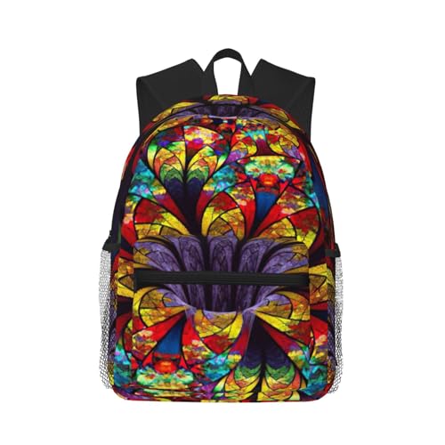 Sac à dos de voyage polyvalent imprimé vitrail noir pour vos week-ends et vacances