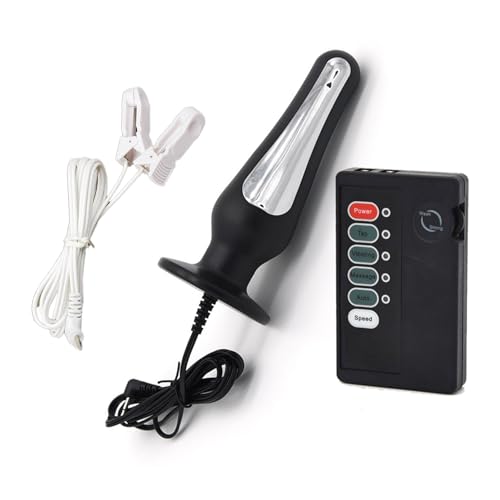 AMAZBEE Massaggiatore prostatico Electroshock con clip per il seno Set di dilatatori anali con effetto di scossa elettrica per uomini donne Spine anali per la stimolazione del punto G (M,1)