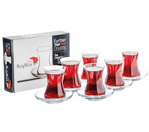 GOSOYO Türkische Teegläser und Untertassen Set (12 Stück),...
