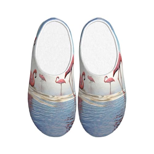 Pantoufles d'hiver EdWal avec peluche chaude motif flamant rose