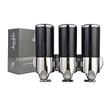 DEEABLO NEW YORK Triple Chamber Wall Mounted Bathroom Shower Pump Dispenser and Organizer - Holds Sh