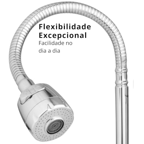 Kit Torneira Com Filtro Bancada Gourmet Flexivel 2 Jatos e Engate Flexivel 40 cm