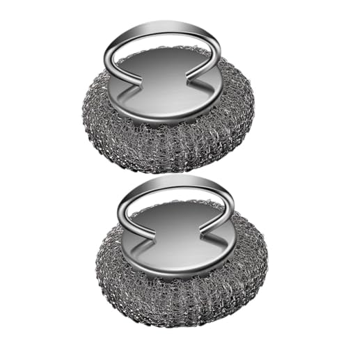 Ciieeo 2pcs Stainless Steel Cleaning Brush Pads Cleaning Pads Cast Iron Scrubber Dish Scrubber Pads Cast Iron Cleaner Stove and Oven Cleaner Scrubbers for Cleaning Dishes Silver