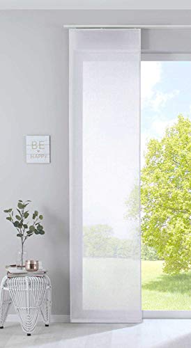 Gardinenbox Tenda a pannello Nizza in voile di cotone e voile, 245 x 60 cm (altezza x larghezza), bianco, trasparente, con binario di scorrimento e asta di contrappeso, 2019032