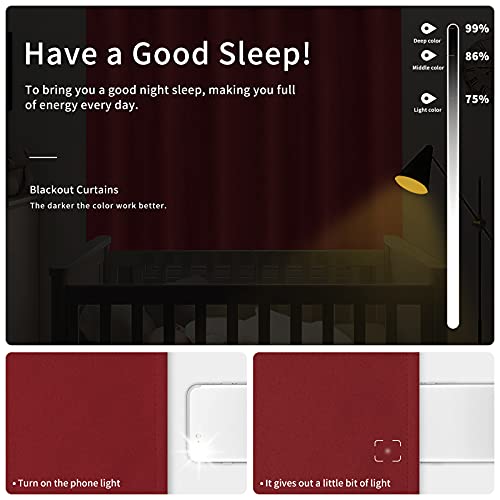Image of Easy-Going Blackout Curtains for Bedroom, Solid Thermal Insulated Grommet and Noise Reduction Window Drapes, Room Darkening Curtains for Living Room, 2 Panels(42x63 in, Christmas Red)