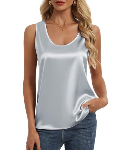 ETOSELL Women's Silk Satin Scoop Neck Tank