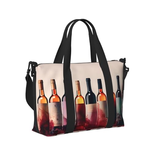 Travel Duffle Bag Wine Theme Weekender Overnight Bags Luggage Bag for Women Men Waterproof Sports Gym Bag Hand Bag with Shoulder Strap3