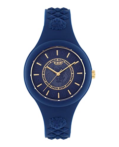 Versus Versace Relógio feminino Fire Island. Pulseira de silicone ajustável e esportiva. Inclui bolsa de presente de viagem., Azul-VSPOQ9221, OS, Versus Versace | Fire Island