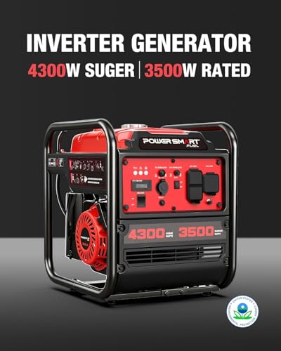 Image of PowerSmart 4300 Watt Portable Generator with Inverter Technology, 3500W Rated, 223cc 4-Stroke Gas Powered Engine, 30 Amp Outlet for Home Use, Emergency