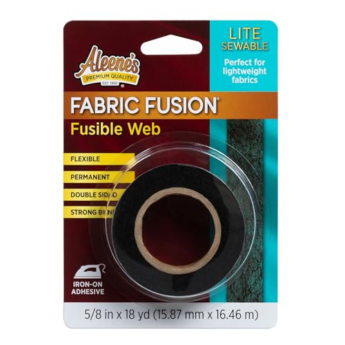 Aleene's Fabric Fusion Fusible Web Black, Iron-on Adhesive & Sewable, Flexible & Permanent, Double-Sided, 5/8 Width, 18 yds