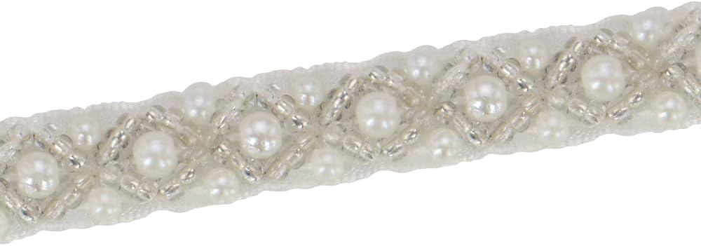 9yards Braided Fake Pearls Rhinestones Trim Lace Beaded Trim Applique Sewing on Trim 9mm for Wedding Dress T478