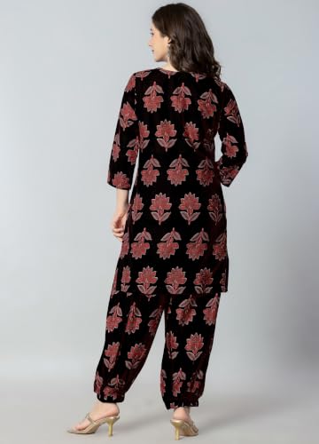 Image of rytras Women Pure Cotton Printed Straight Kurta Set with Palazzo Pants - Ethnic Wear